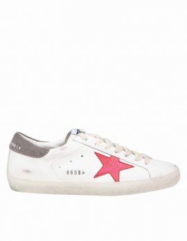 Superstar Sneakers In White Leather In White/red