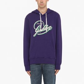 Deluxe Brand Purple Cotton Hoodie With Logo
