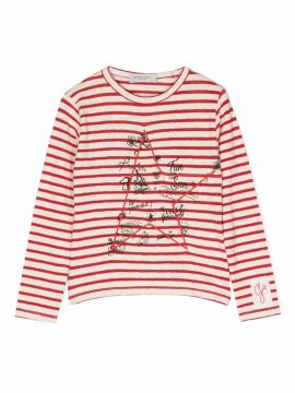 Logo-embroidered Striped Long-sleeve T-shirt In Nude