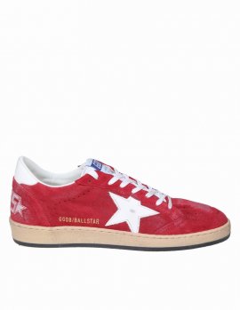 Ball Star Sneakers In Red And White Suede In Red/white
