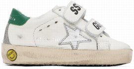 Baby Off-white Old School Sneakers In White/silver/green 1