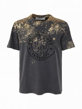 Journey M`s T-shirt Regular S/s/ Vce Golden University Mylar In Anthracite/golden/black