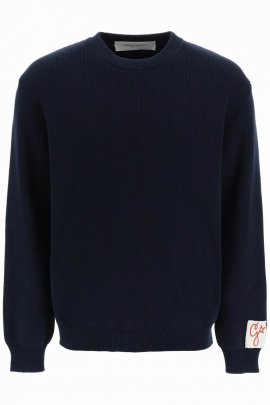 Davis Cotton Sweater With Logo In Blue