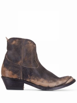 Young Distressed-effect Ankle Boots In Braun