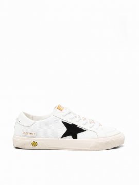 Kids' May Net Upper Leather Toe And Heel Suede Star In White Black