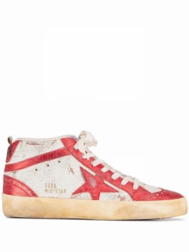 Star-patch Lace-up Sneakers In Red
