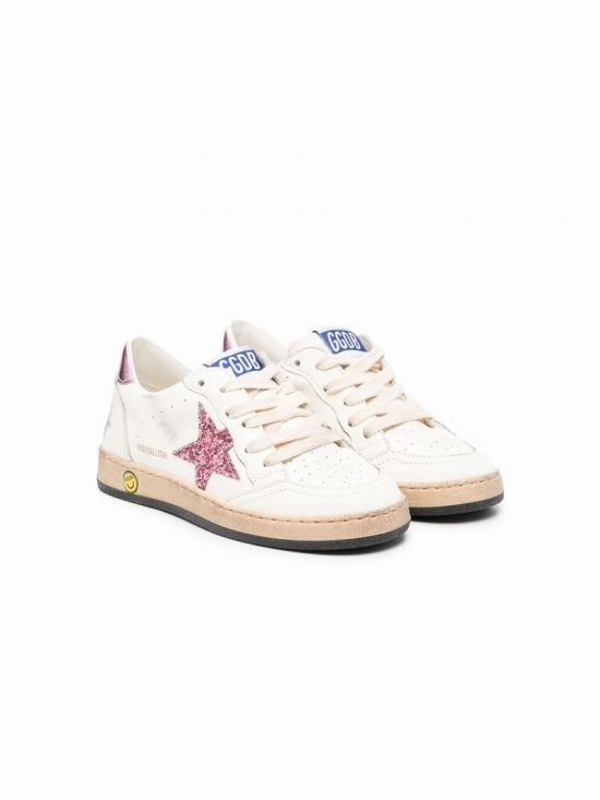 Kids' White Leather Sneakers In Bianco+lilla