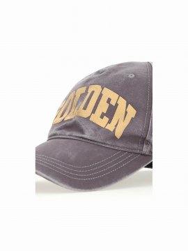 Golden Slogan-print Baseball Cap In Grey