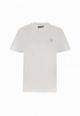Star Cotton T-shirt In White/silver