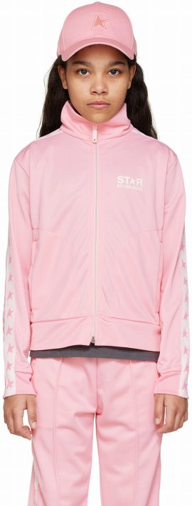 Kids Pink Star Track Jacket In 80454 Pink/white