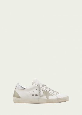 Superstar Mixed Leather Sneakers In White Ice Silver