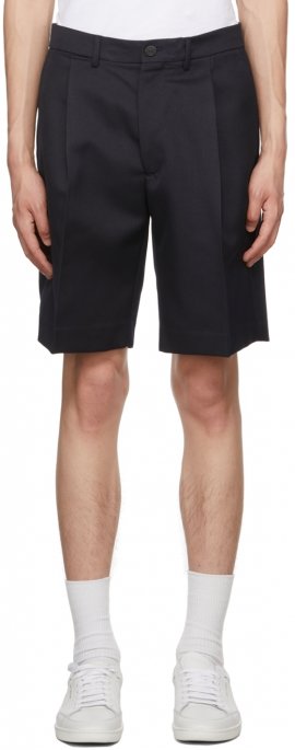 Navy Polyester Shorts