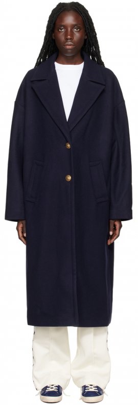 Navy Virgin Wool Coat