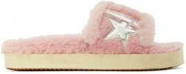 Pink Shearling Poolstar Sandals