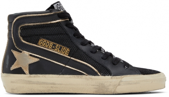 SSENSE Exclusive Black & Gold Slide Sneakers