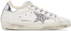 SSENSE Exclusive White & Silver Super-Star Shearling Sneakers