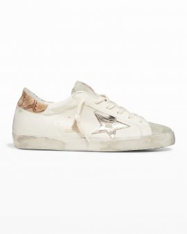 Superstar Canvas Mixed Leather Sneakers In Cream