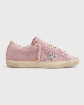 Superstar Suede Glitter Low-top Sneakers In Pink