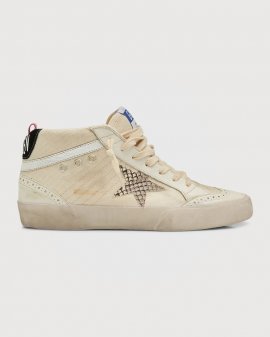 Mid Star Canvas Wing-tip Sneakers In Cream